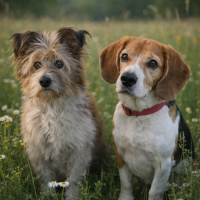 Rufo y Jacob, perros que acompañaron la infancia de Andrea Tranca García (AndreaNutriPet), nutricionista canina especializada en nutrición natural para perros sanos y perros con patologías